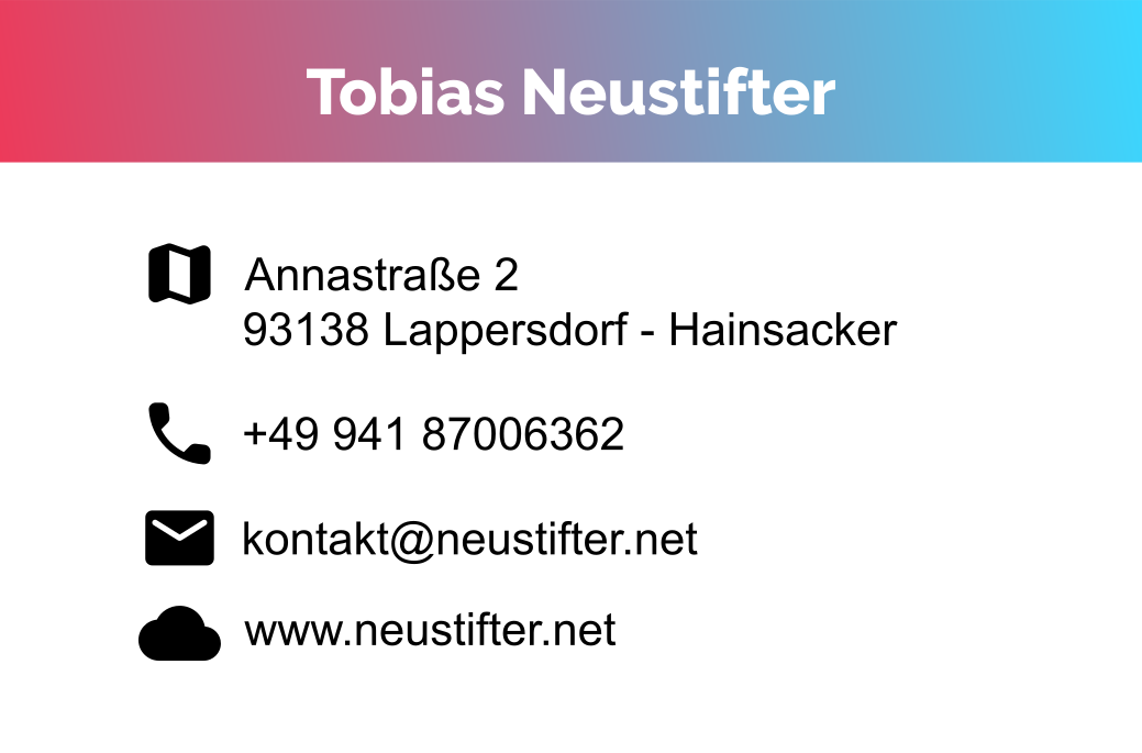 Visitenkarte neustifter.net - Tobias neustifter